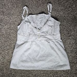 White Eyelet Sleeveless Top